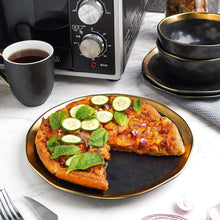 Load image into Gallery viewer, Sophisticated Gold-Accented Black Porcelain Dish Set, Service for 8 - Florian