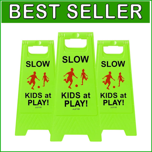 Attention-Grabbing Caution Slow Children Playing Safety Signs - 3 Pack