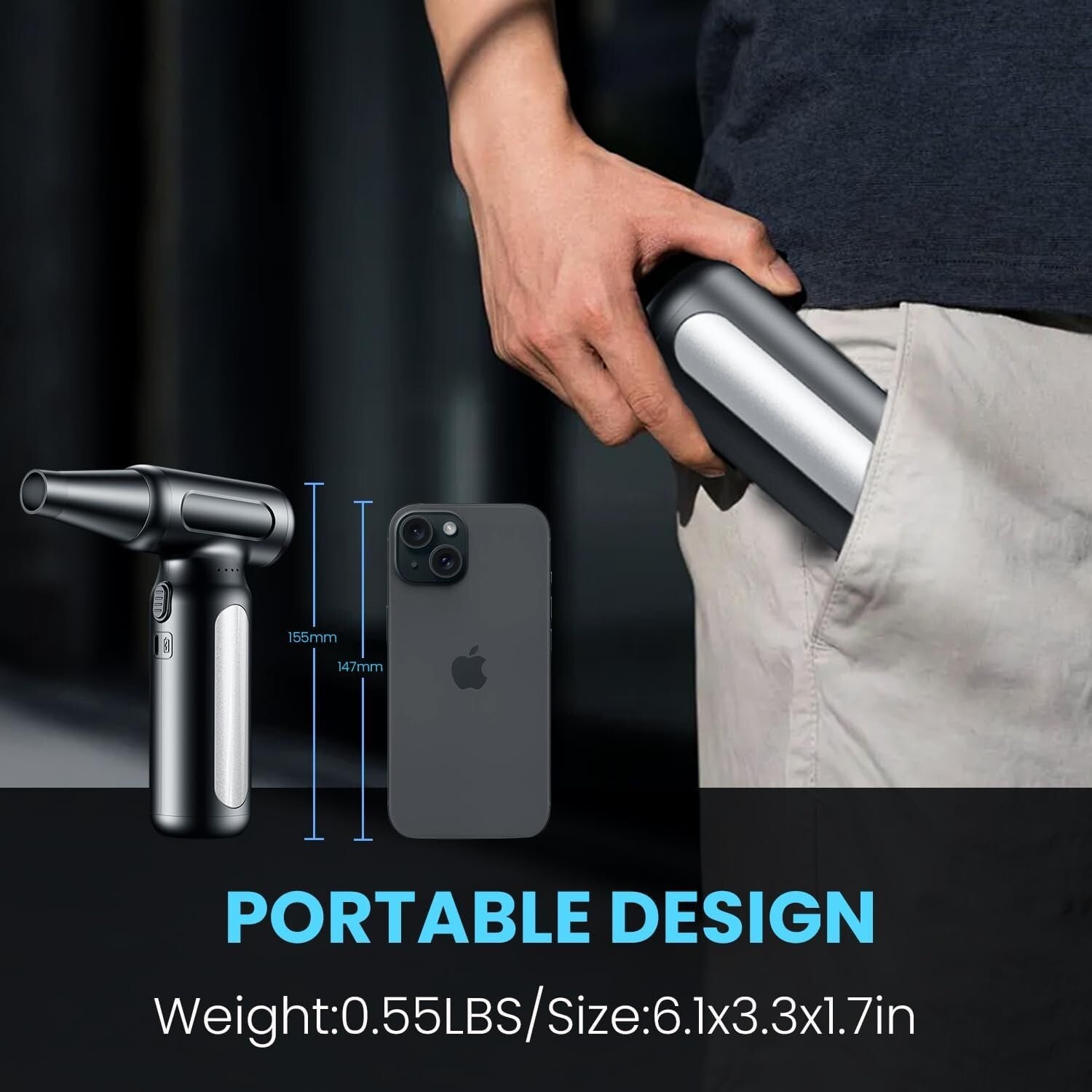 Portable Keyboard Cleaning Duster - 300G Wind Pressure and Ergonomic Design