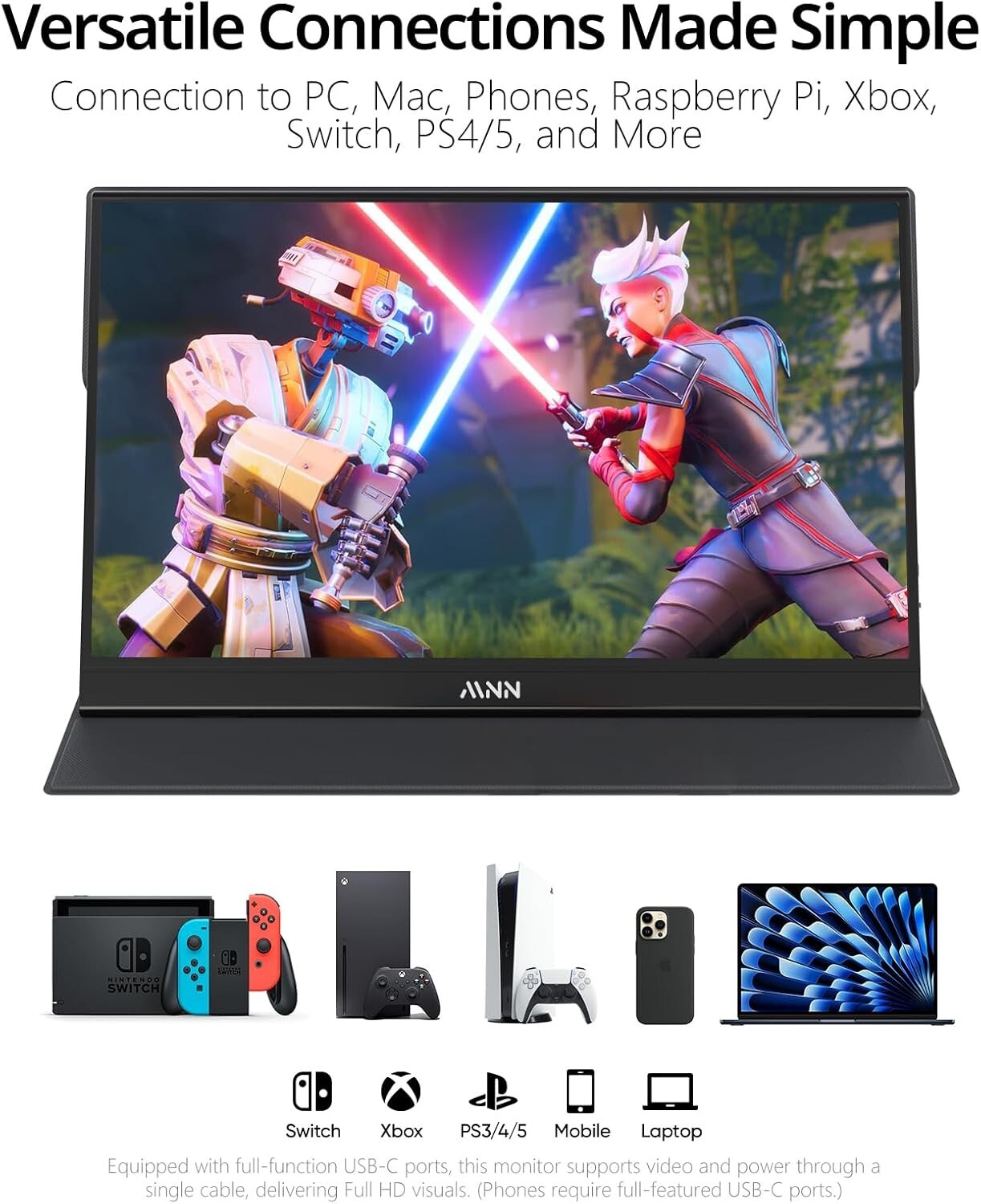 Ultra-Slim 15.6-Inch Portable Monitor - Full HD Eyecare Display with Smart Cover