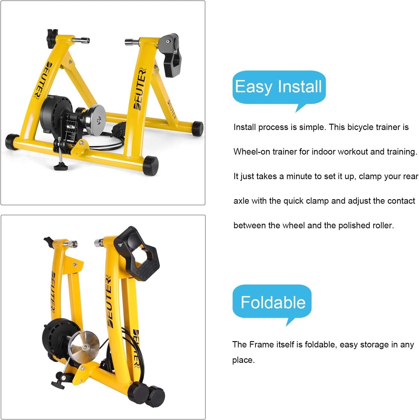 Adjustable Magnetic Bicycle Stand with Front Wheel Riser Block - Indoor Fitness