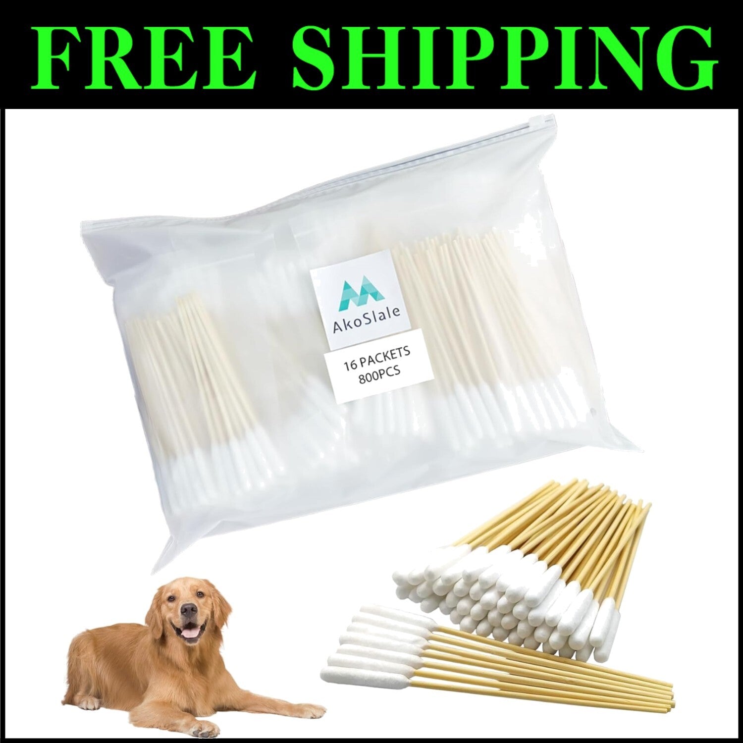 Eco-Friendly Dog Q Tips – 800 Bamboo Cotton Swabs for Safe Ear Cleaning