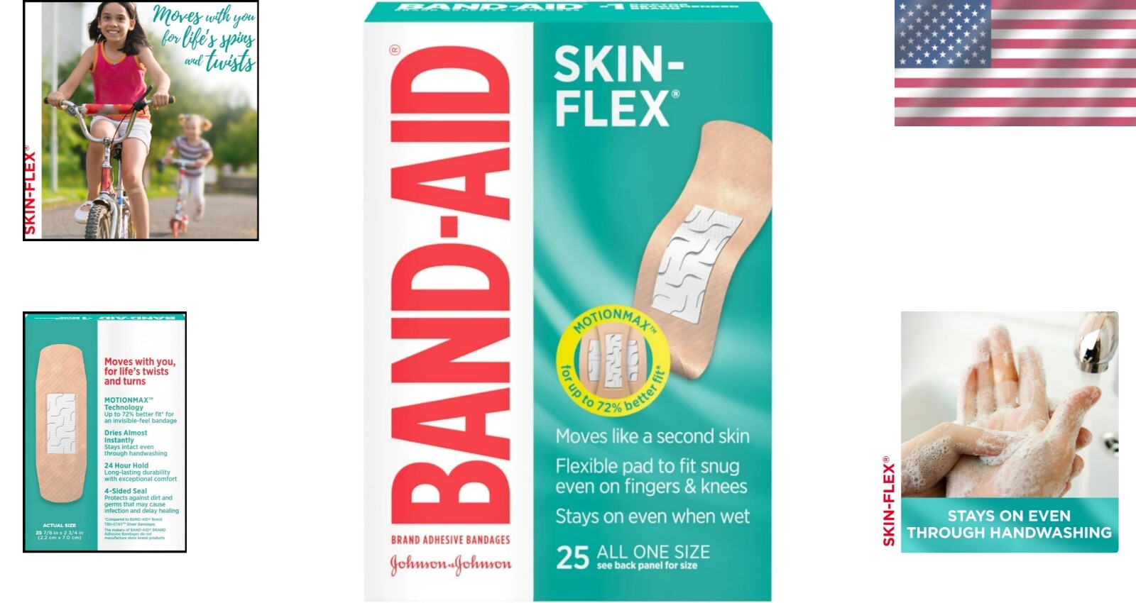 Flexible MotionMax Bandages – 25 Count Multipack, Waterproof & Comfortable