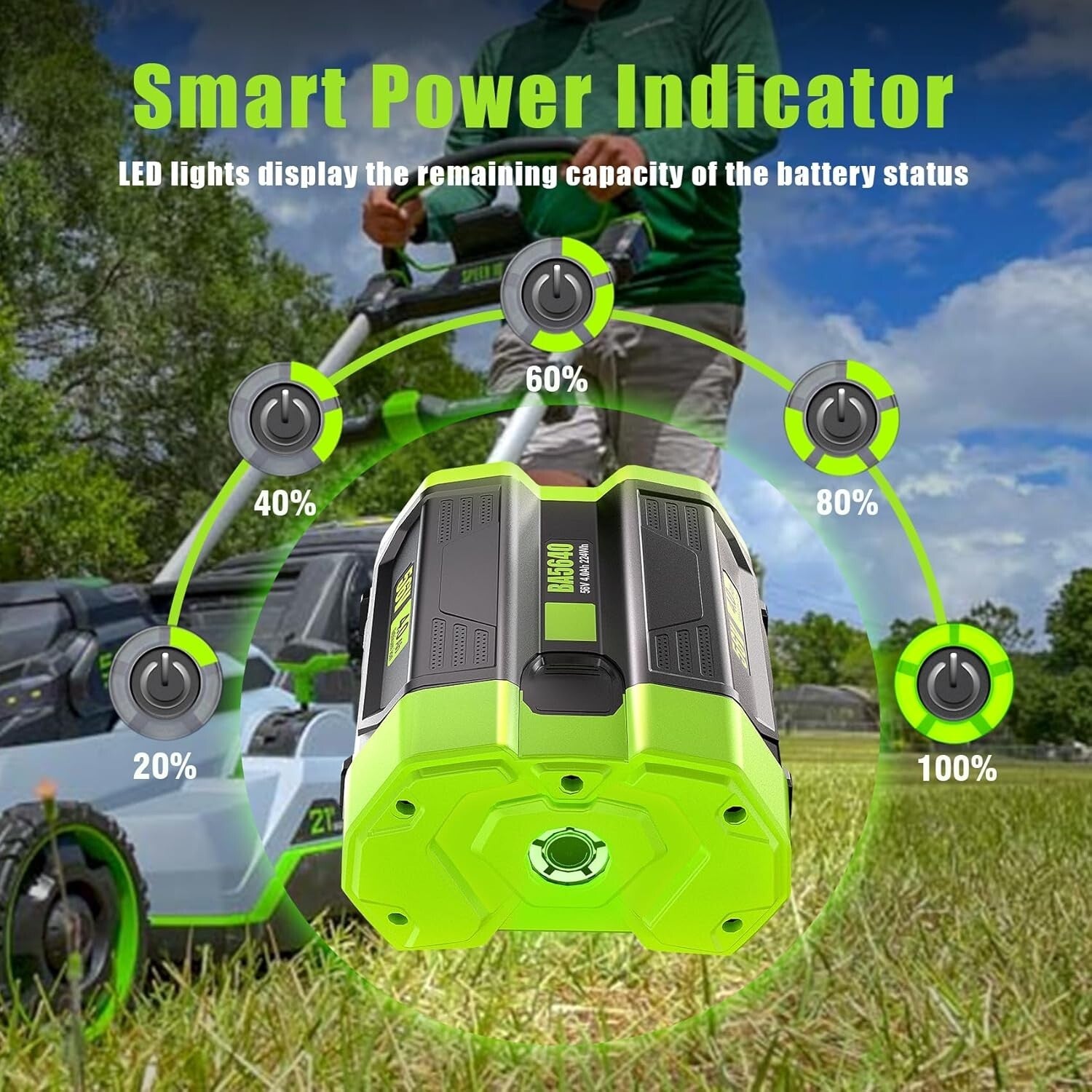 Durable 56V 4.0Ah EGO Replacement Battery with Power Indicator & Storage Holder