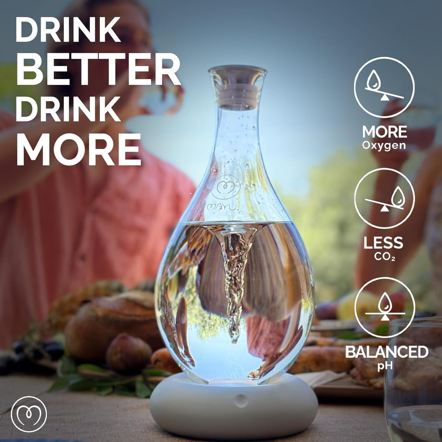 Stylish Handblown Carafe with Vortex Technology - Perfect for Home and Office