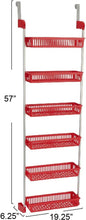 Load image into Gallery viewer, Chic 6-Tier Basket Organizer with Hooks – Space-Saving Red Storage Solution