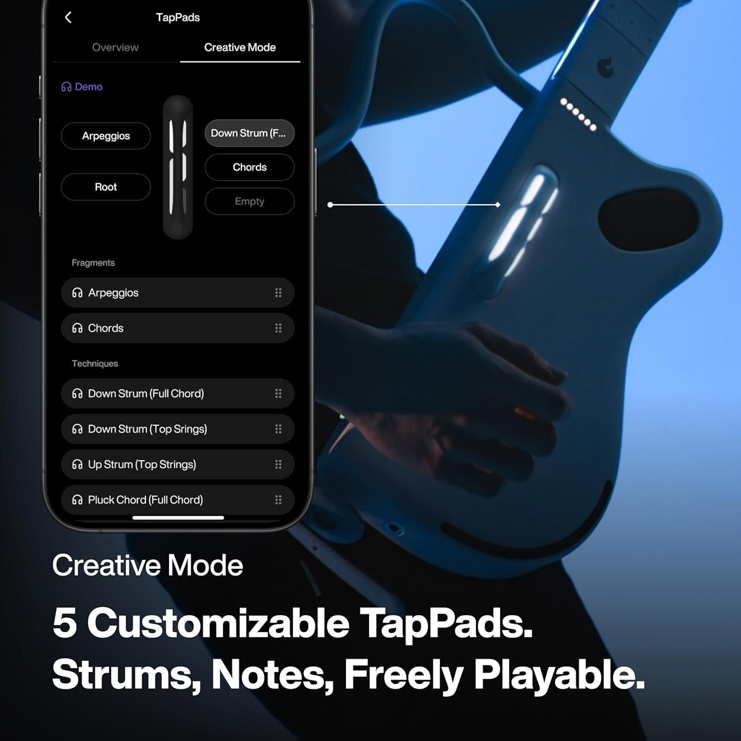 GENIE Stringless Smart Guitar with Onboard Speaker - Portable & Compact Design