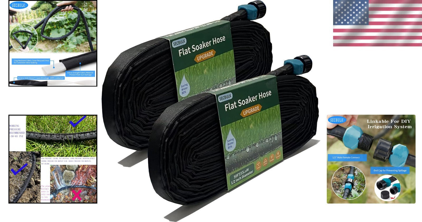 Durable Dual-Layer 100 ft Soaker Hose with Linkable Design for Garden Irrigation