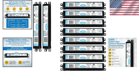 10-Pack Instant Start Electronic Fluorescent Ballast for F32T8 with Auto Restart