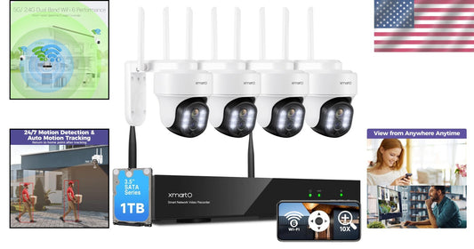 Advanced Dual-WiFi PTZ Camera System with Night Vision & 1TB Surveillance HDD
