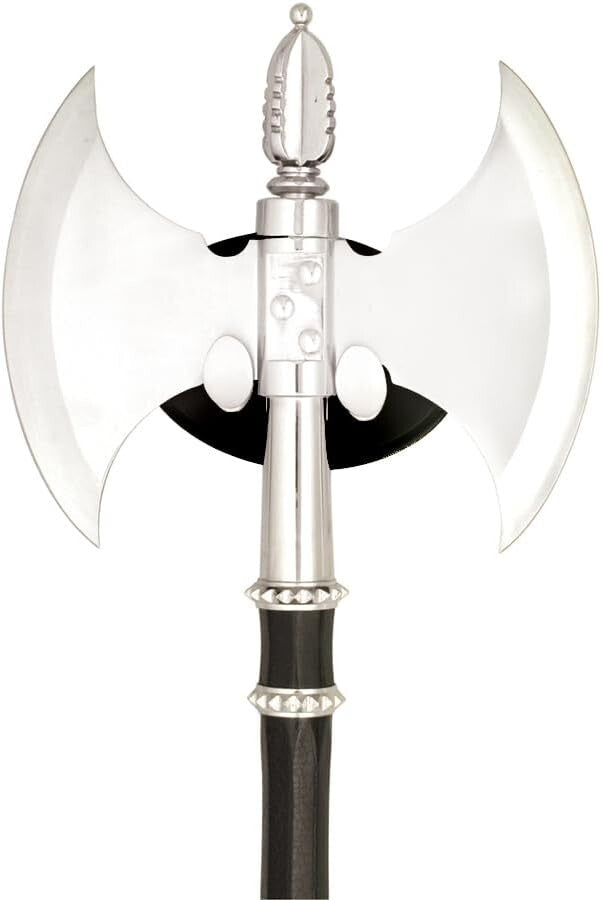 Elegant 21-Inch Fantasy Battle Axe with Wire-Wrapped Handle & Display Plaque