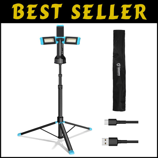 Adjustable 67" Work Light with Tripod - Perfect for Outdoor Jobs and Workshops
