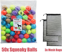 Load image into Gallery viewer, SGS Certified 50-Pack Squeaky Tennis Balls - Colorful Fun for Teething Puppies