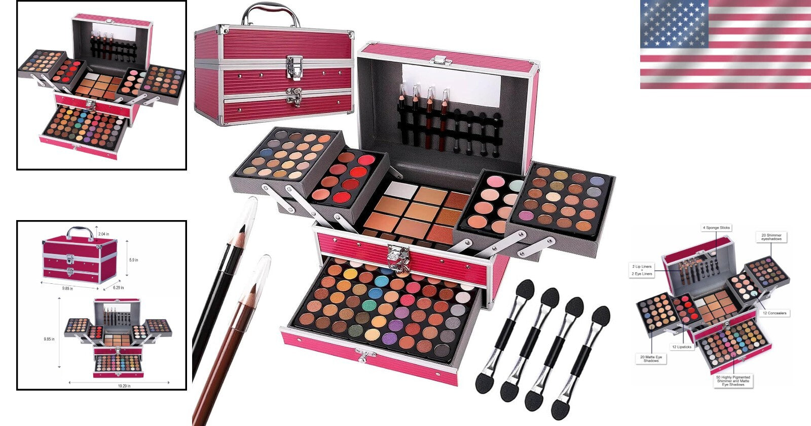 Versatile 132 Color Makeup Collection in Multi-Layer Case - Ideal for Teens