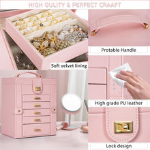 Load image into Gallery viewer, 5-Drawer Jewelry Box with Large Mirror – Chic and Functional Organizer for Women