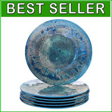 Load image into Gallery viewer, Vibrant 11" Dinner Plates in Teal - Set of 6, Durable Melamine for All Occasions