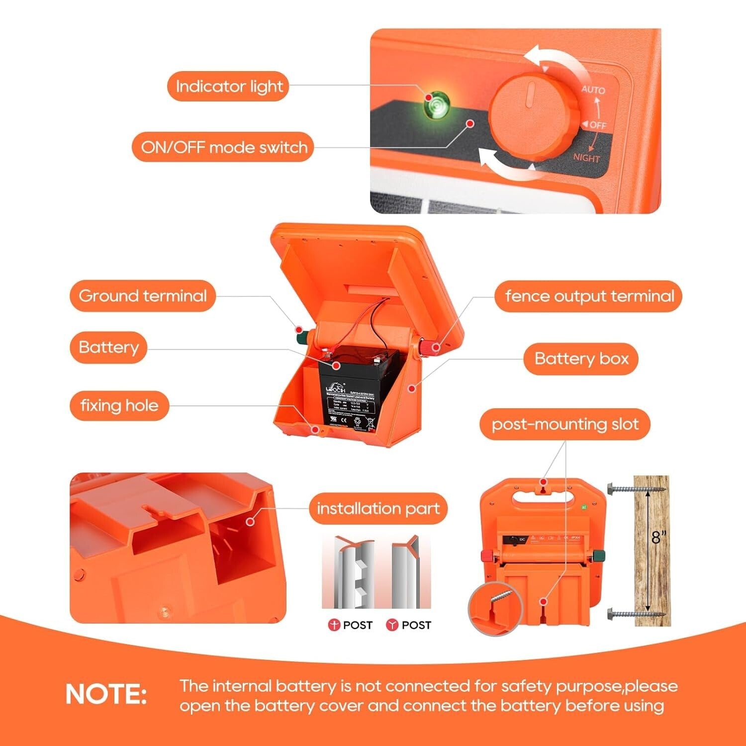 Versatile 0.16 Joule Solar Fence Charger - Day & Night Operation for Livestock