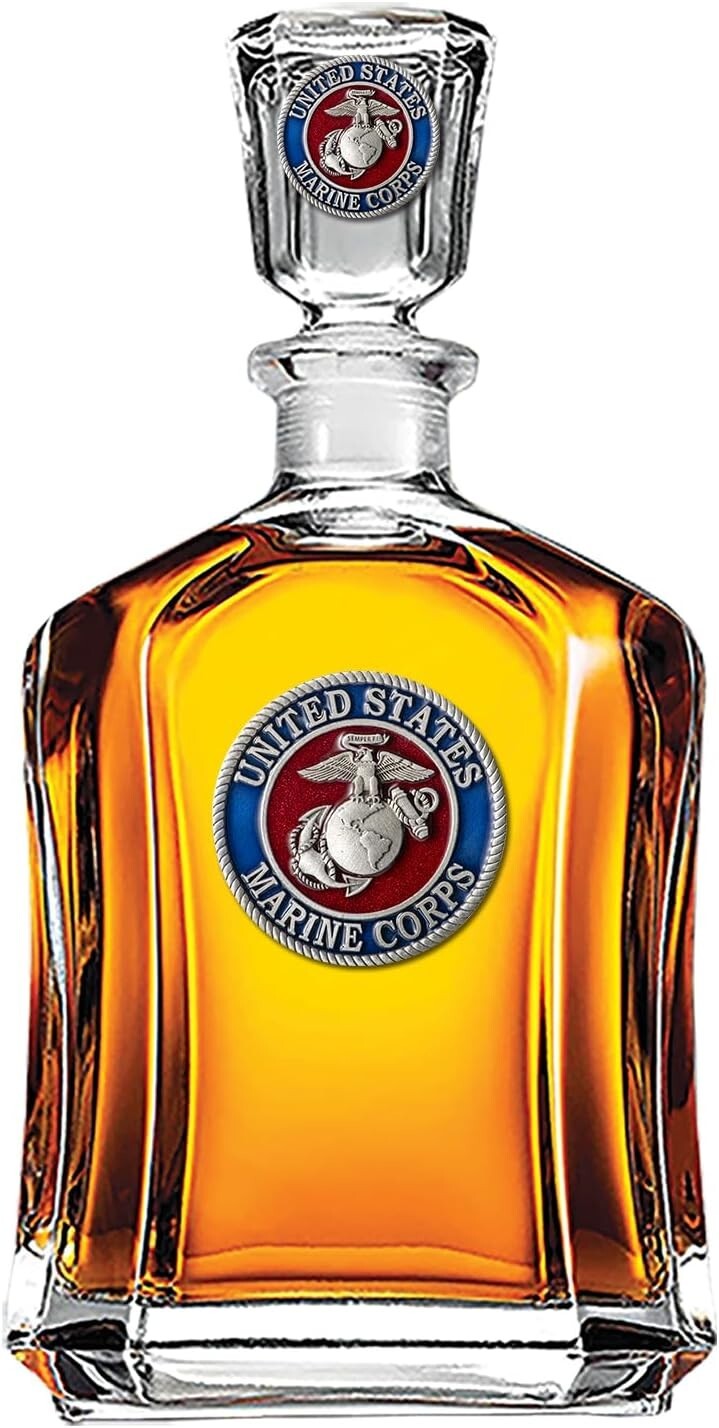 Elegant 24 oz Marine Corps Decanter - Handcrafted Pewter with Airtight Stopper