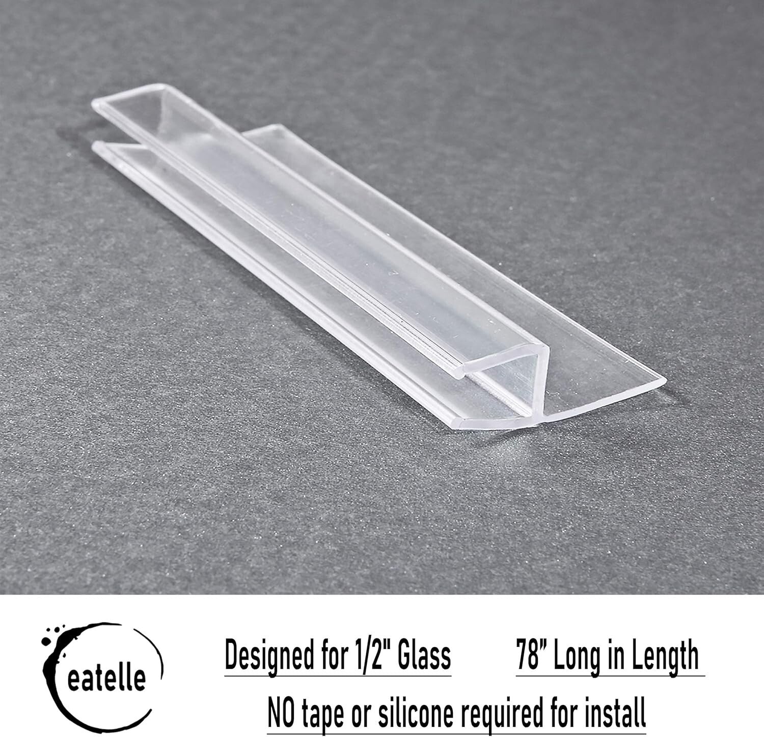 Customizable 78" Shower Door Seal Strip for 1/2" Glass - Quick, No-Glue Install