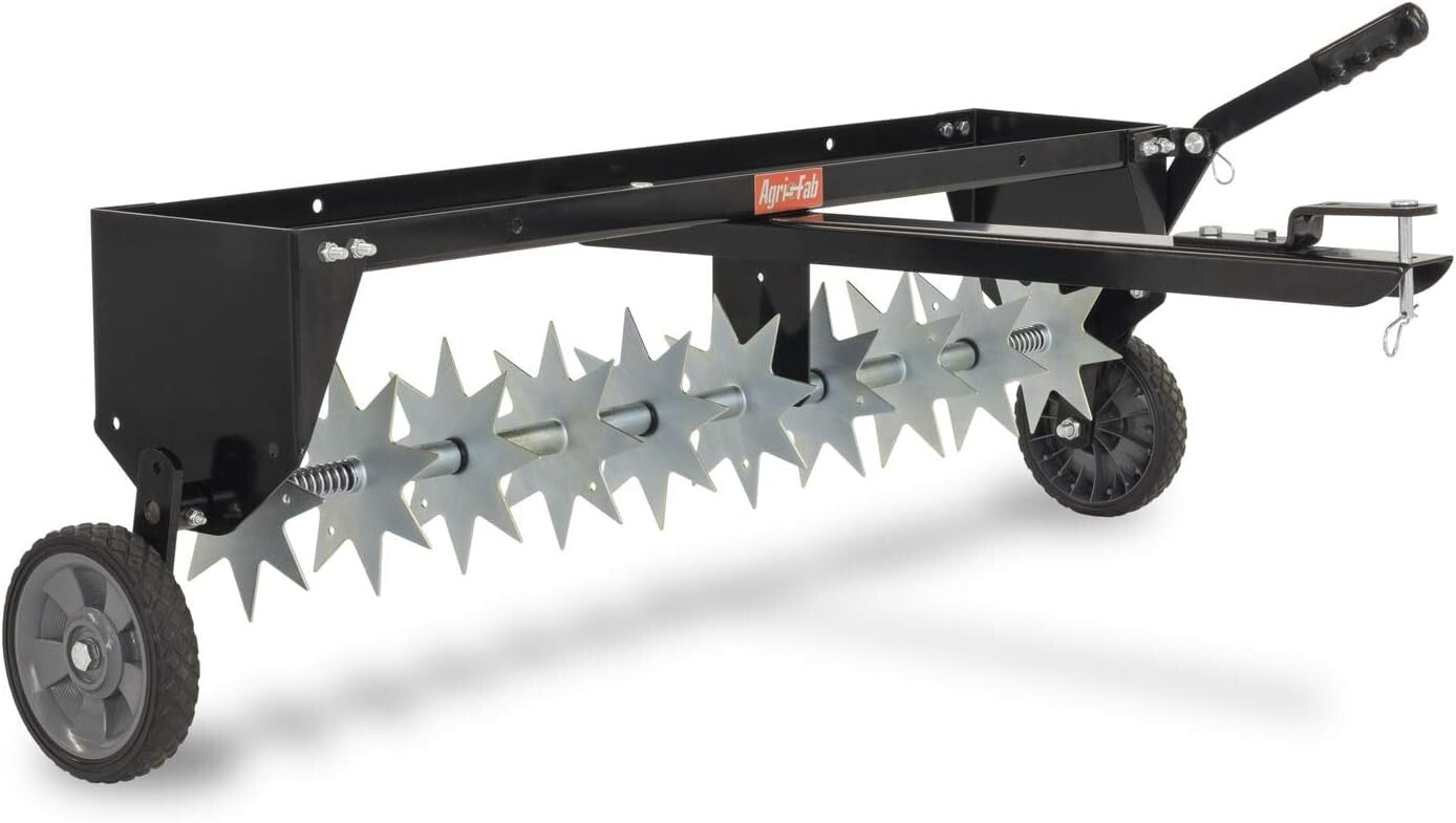 Galvanized Steel Spike Aerator with Weight Tray for Lawn Care - 100 lbs Capacity