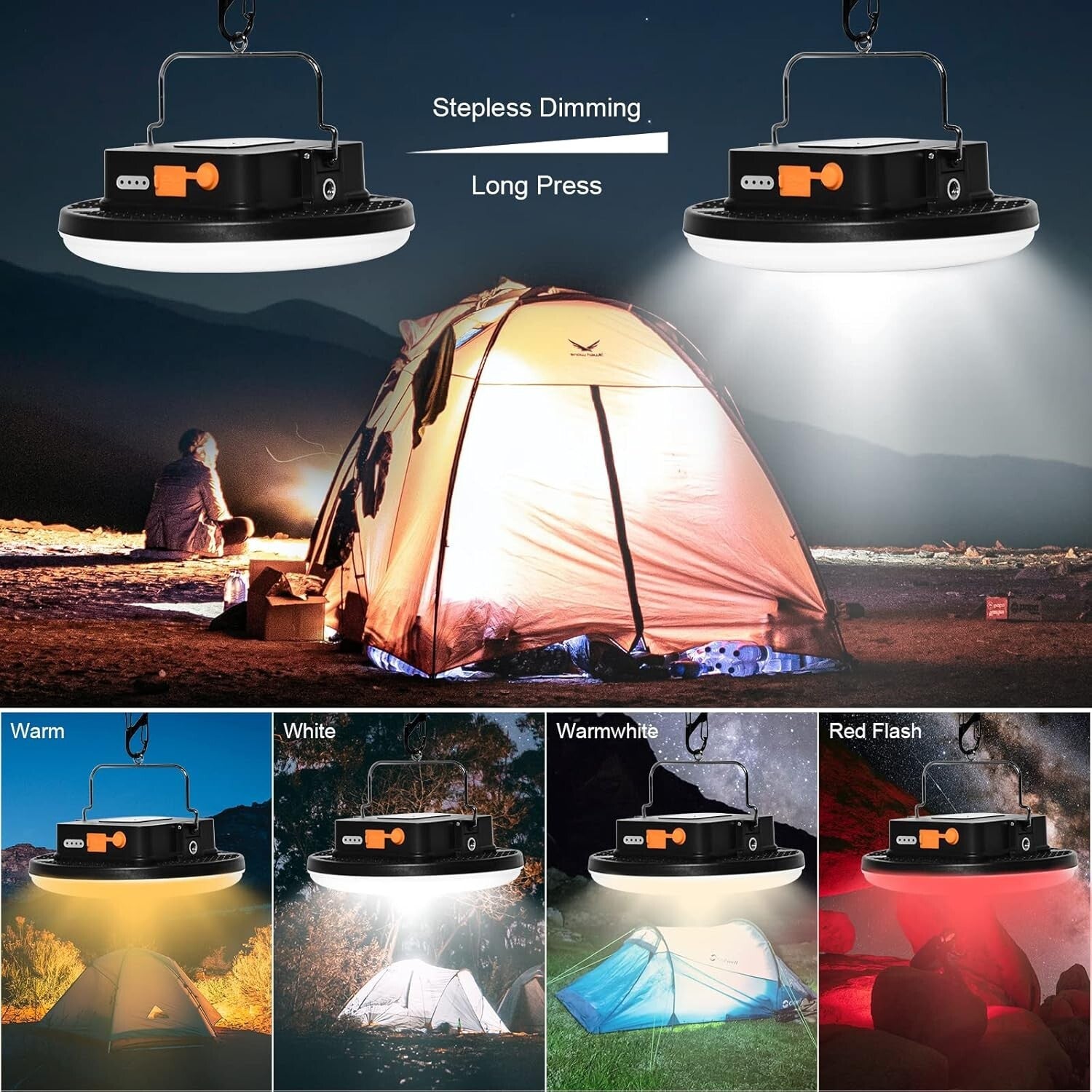 Portable 3000LM Camping Light with Magnet Base - Ideal for Outdoor Adventures