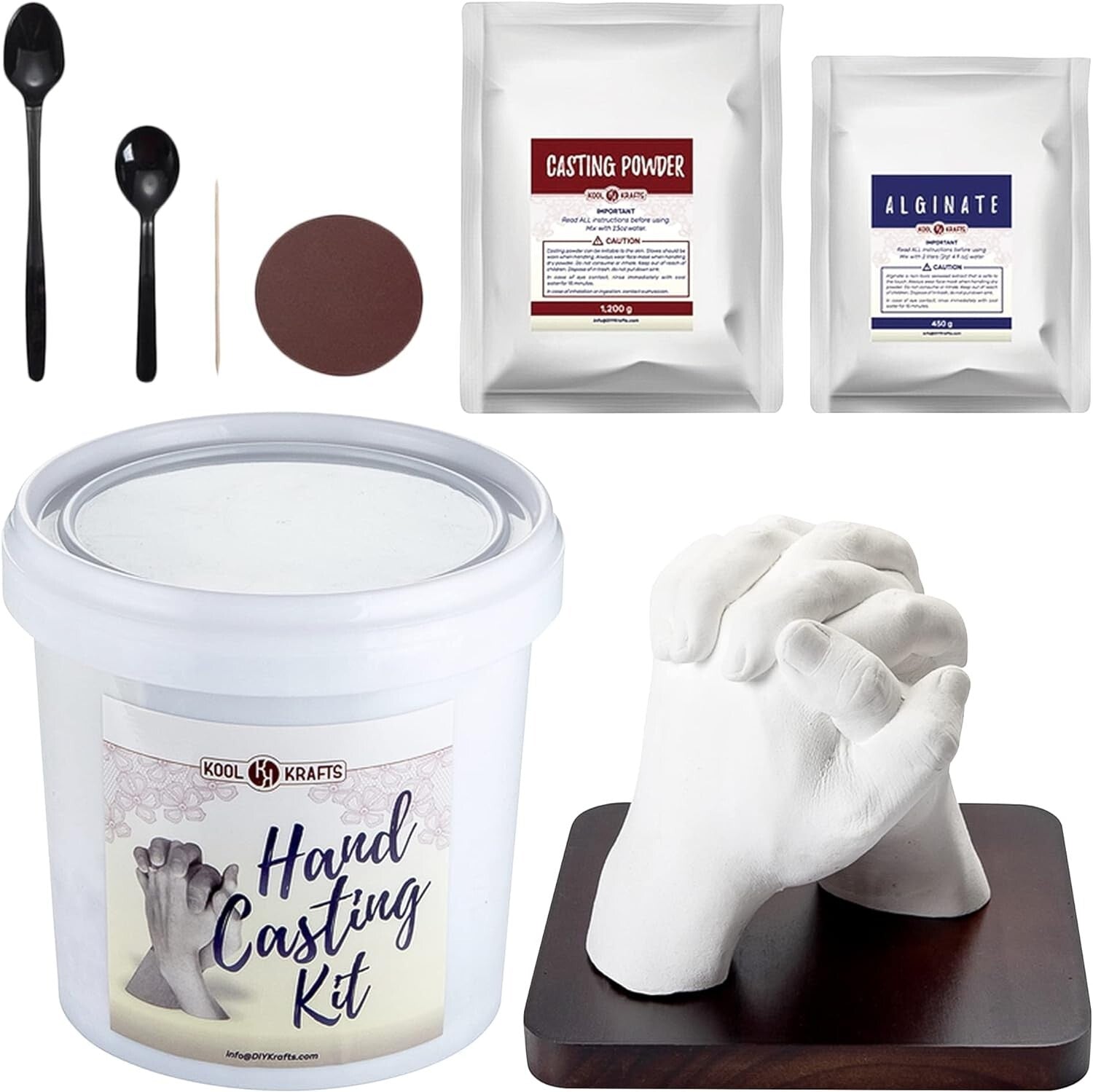 Hand Casting DIY Kit with Elegant Mahogany Base - Ideal for Valentine's & More