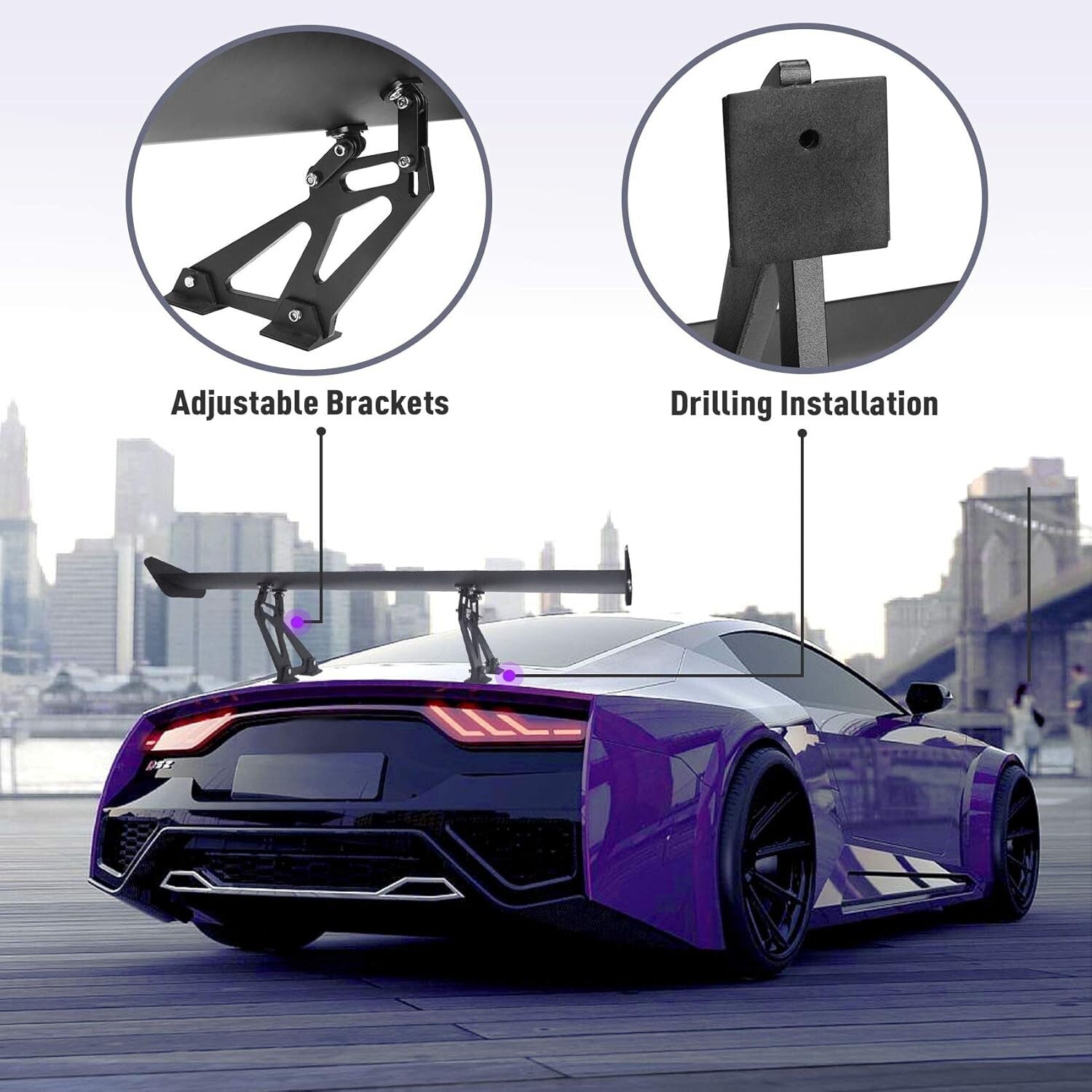 Aluminum Universal Rear Wing - Lightweight, Aerodynamic & Adjustable 43.3 Inch