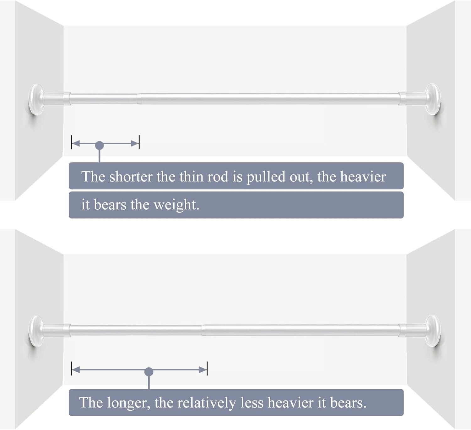 Eco-Friendly Adjustable Tension Rod 51-168 Inches - Versatile for Indoor/Outdoor