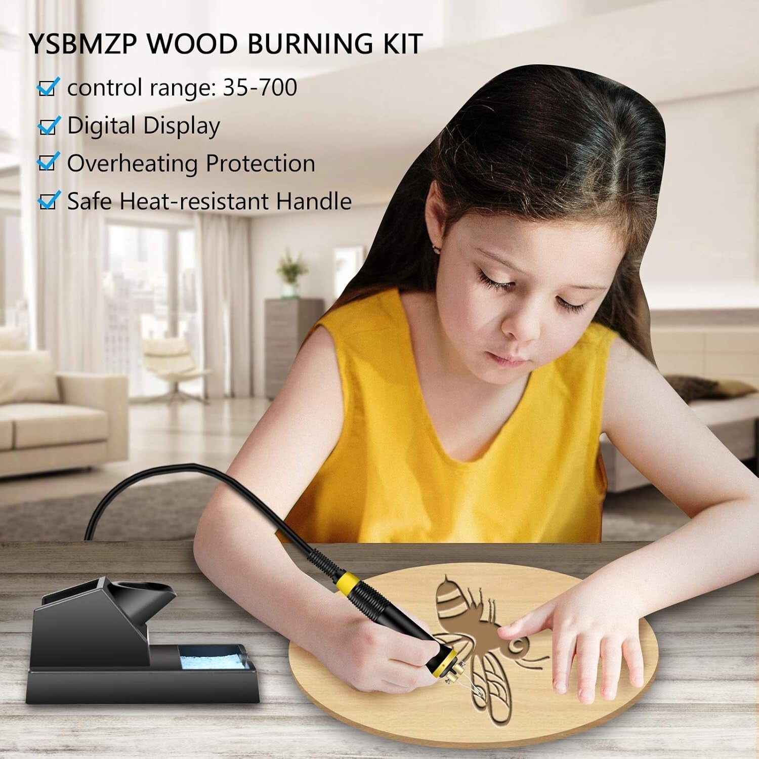 Versatile Wood Burning Tool with Ergonomic Handle & 23 Tips for Fine Detailing
