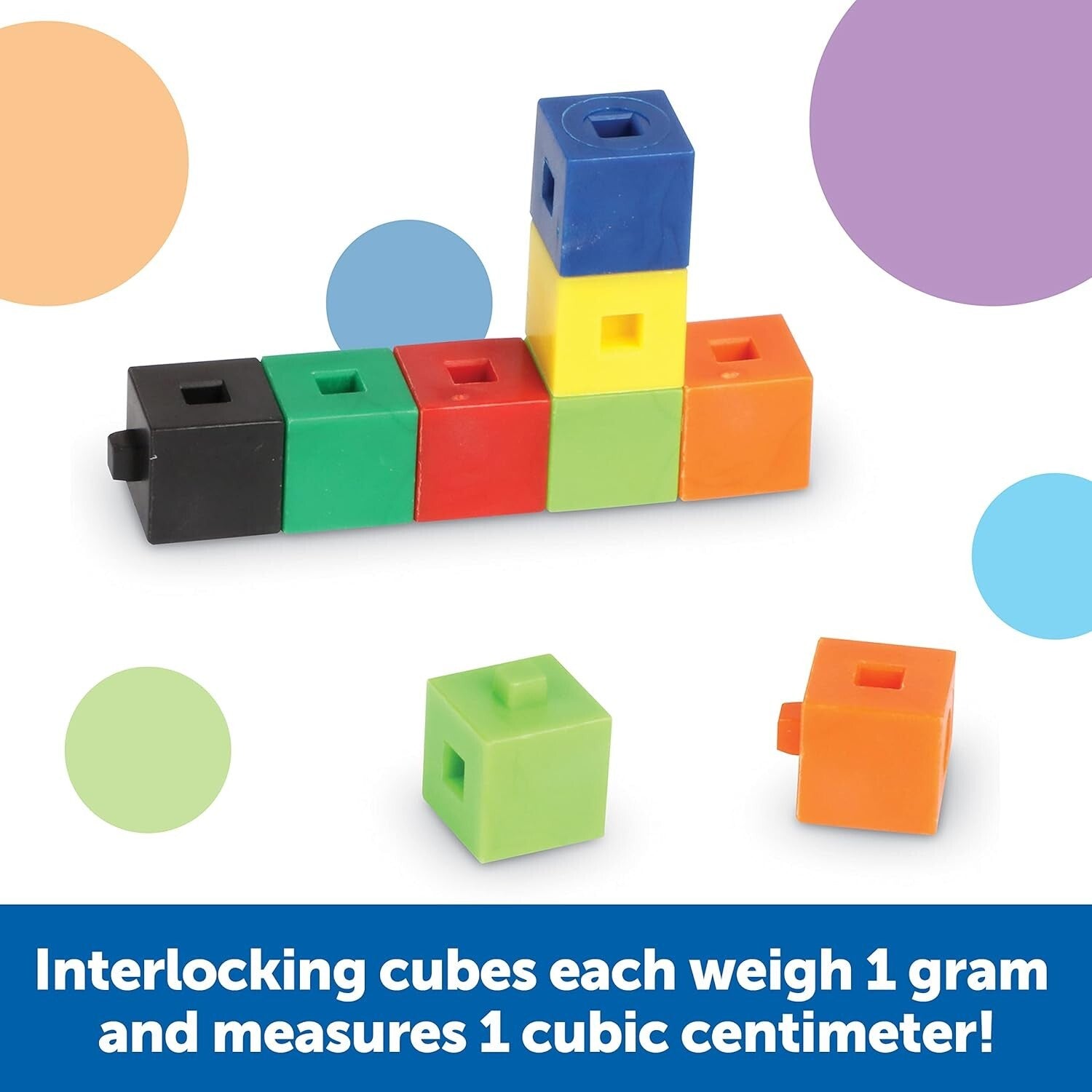 1,000 Interlocking Cubes for Counting and Measurement - Ages 6+, Multi-color