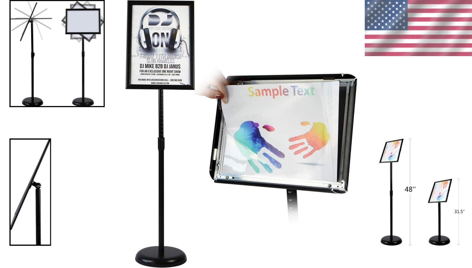 Durable Pedestal Sign Stand with UV Protection - Adjustable for Various Displays