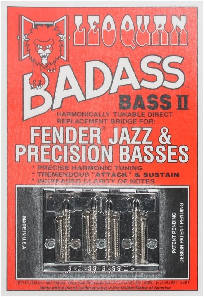 Durable Badass II Chrome Bridge - Fits 4-String Electric Bass, Screws Included