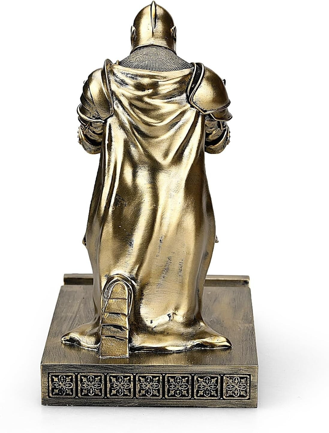 Elegant King's Guard Knight Pen Holder & Mobile Stand - Bronze Desk Ornament