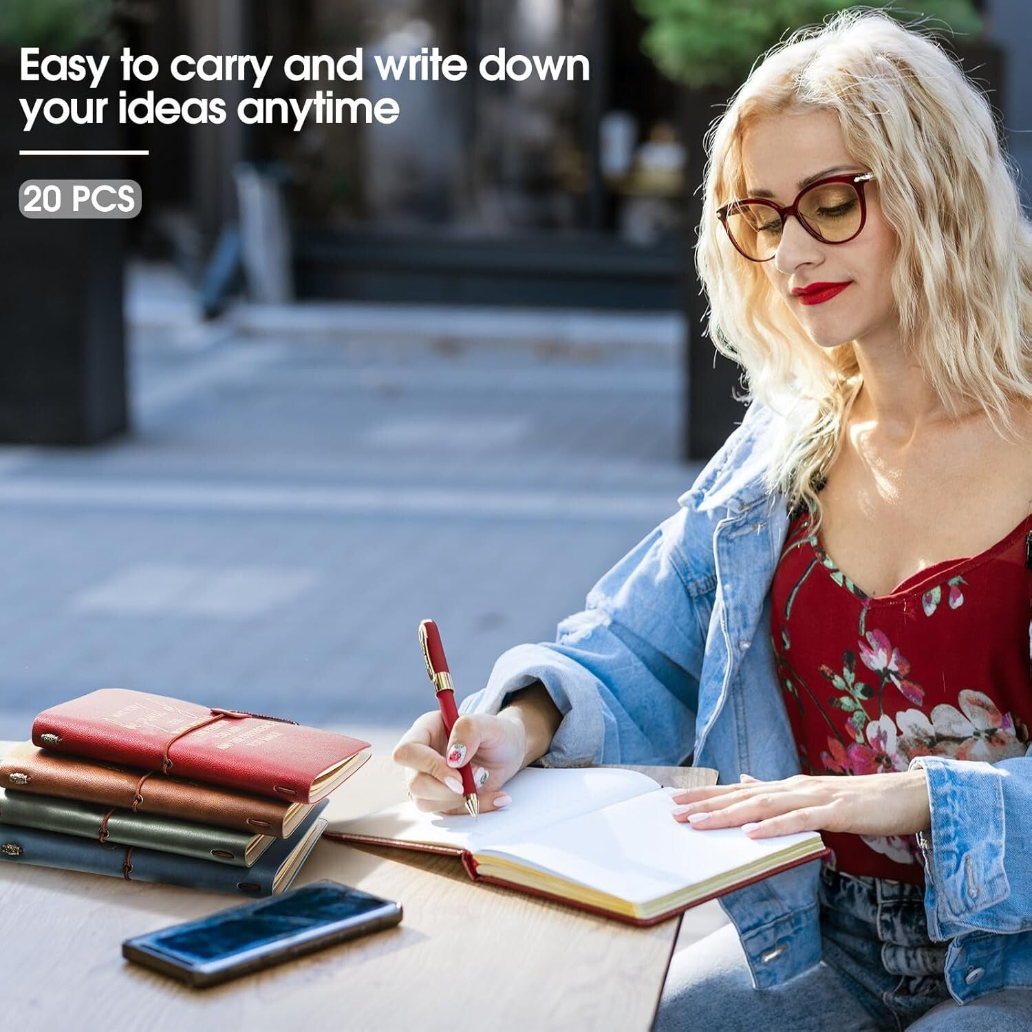 Portable 20-Pack Motivational Journals with Inspirational Quotes for Teams