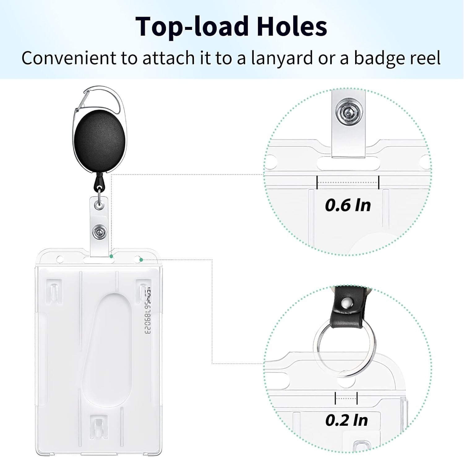 Durable 2-Card Vertical Badge Holders - 50 Pack with Clear PC Protection