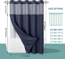 Load image into Gallery viewer, Hookless Navy Waffle Shower Curtain with Water-Resistant Snap-on Liner, 71x74