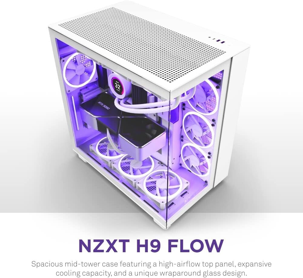 Elegant H9 Flow Mid-Tower PC Case with 360mm Radiator Support & Cable Management