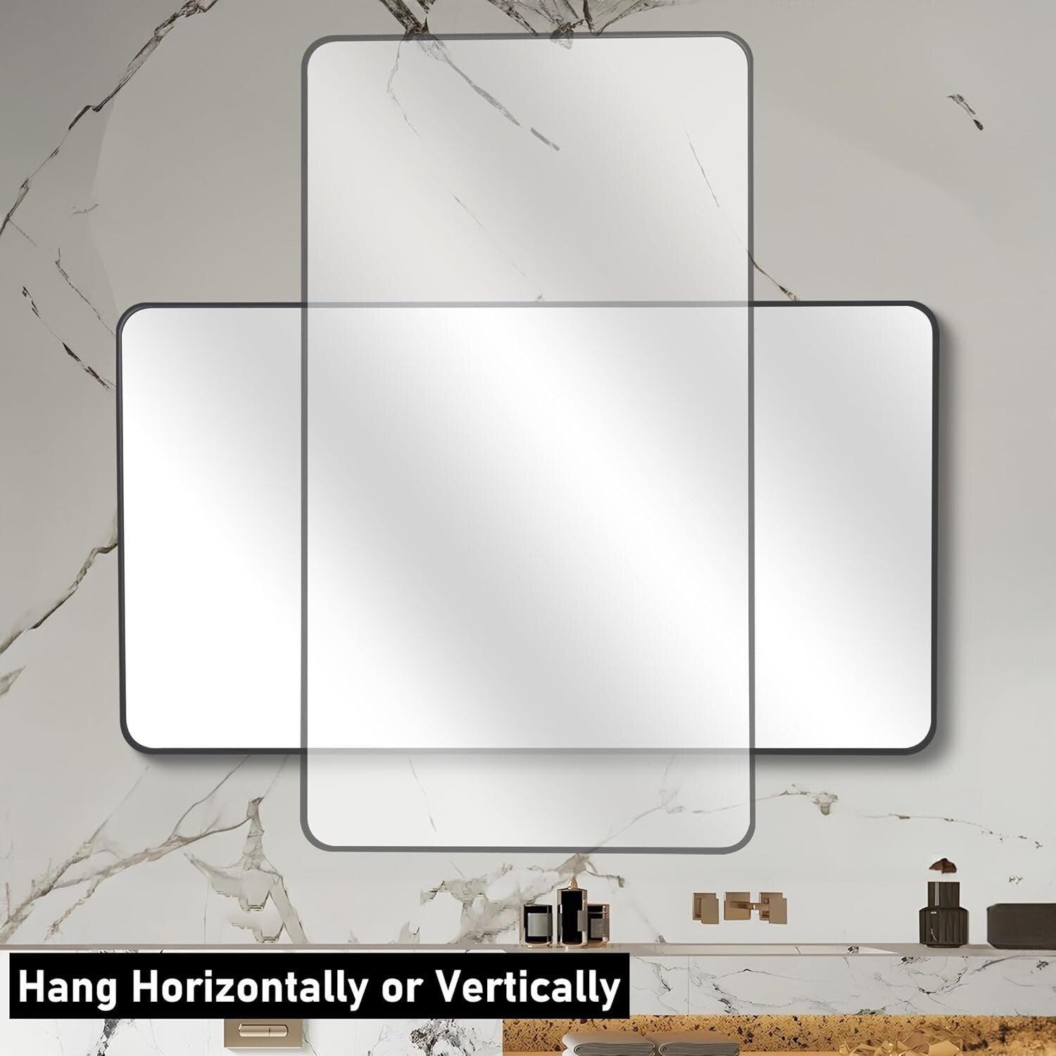 Modern 36" x 48" Decorative Mirror with Rustproof Frame - Perfect for Any Room