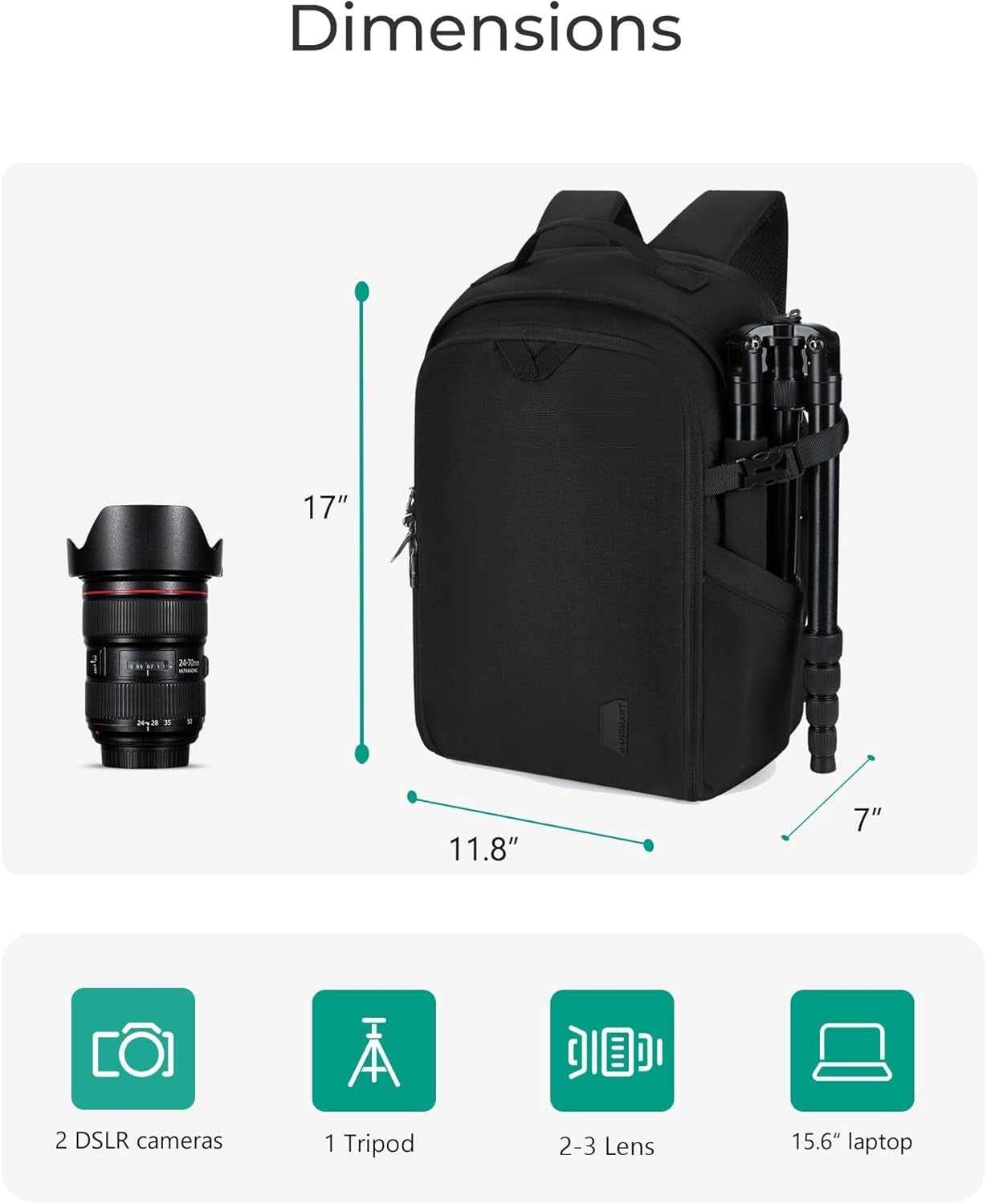 Customizable Photographer's Backpack with Padded Straps & Weather Protection