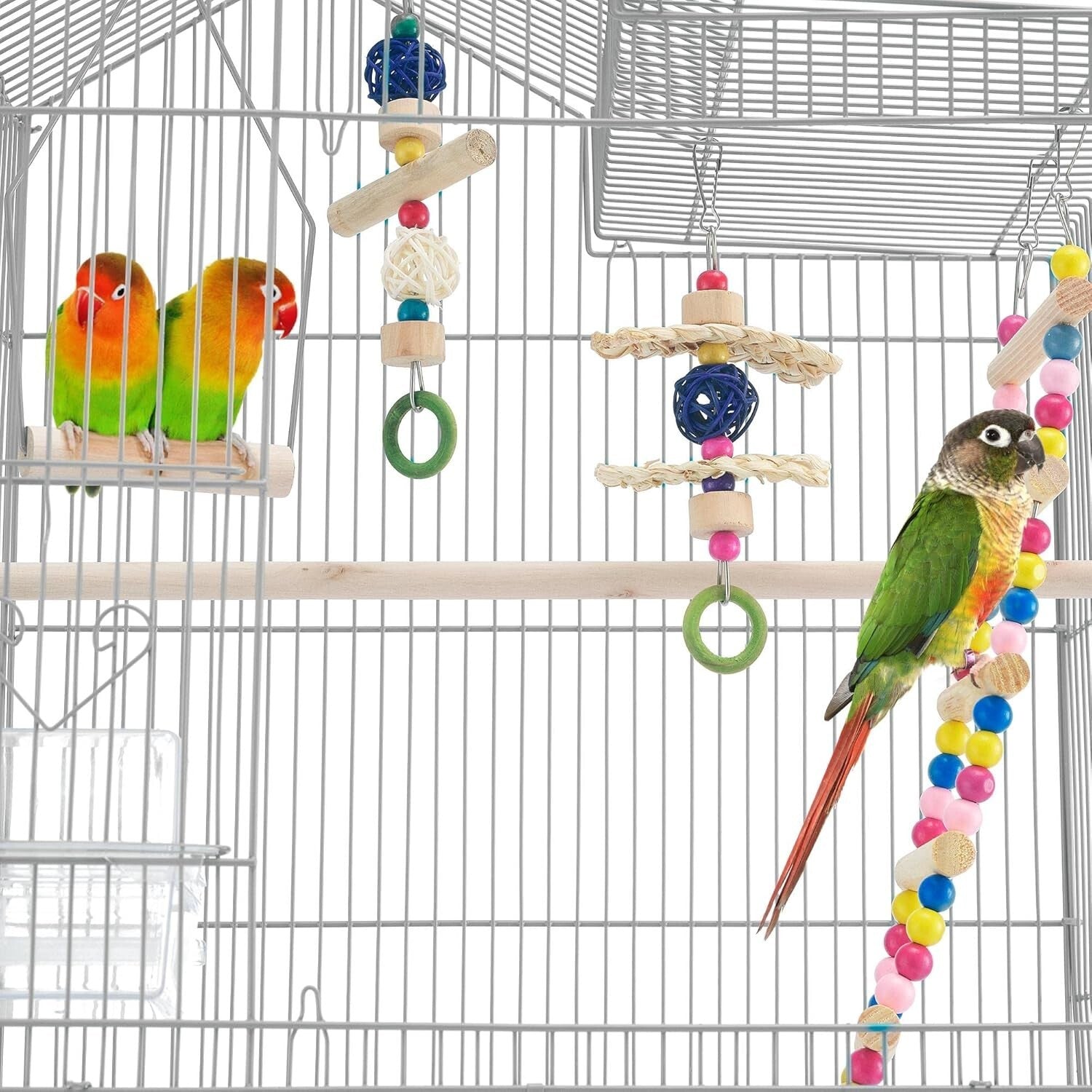 Elegant 39-Inch Bird Cage for Budgies and Finches with Simple Cleaning Features