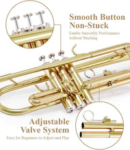 Load image into Gallery viewer, Beginner Bb Standard Trumpet Set in Gold with Case, Mouthpiece &amp; Accessories