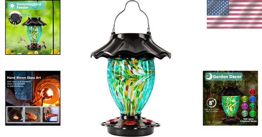 Attractive Solar Hanging Hummingbird Feeder - Weatherproof & Beautiful Decor