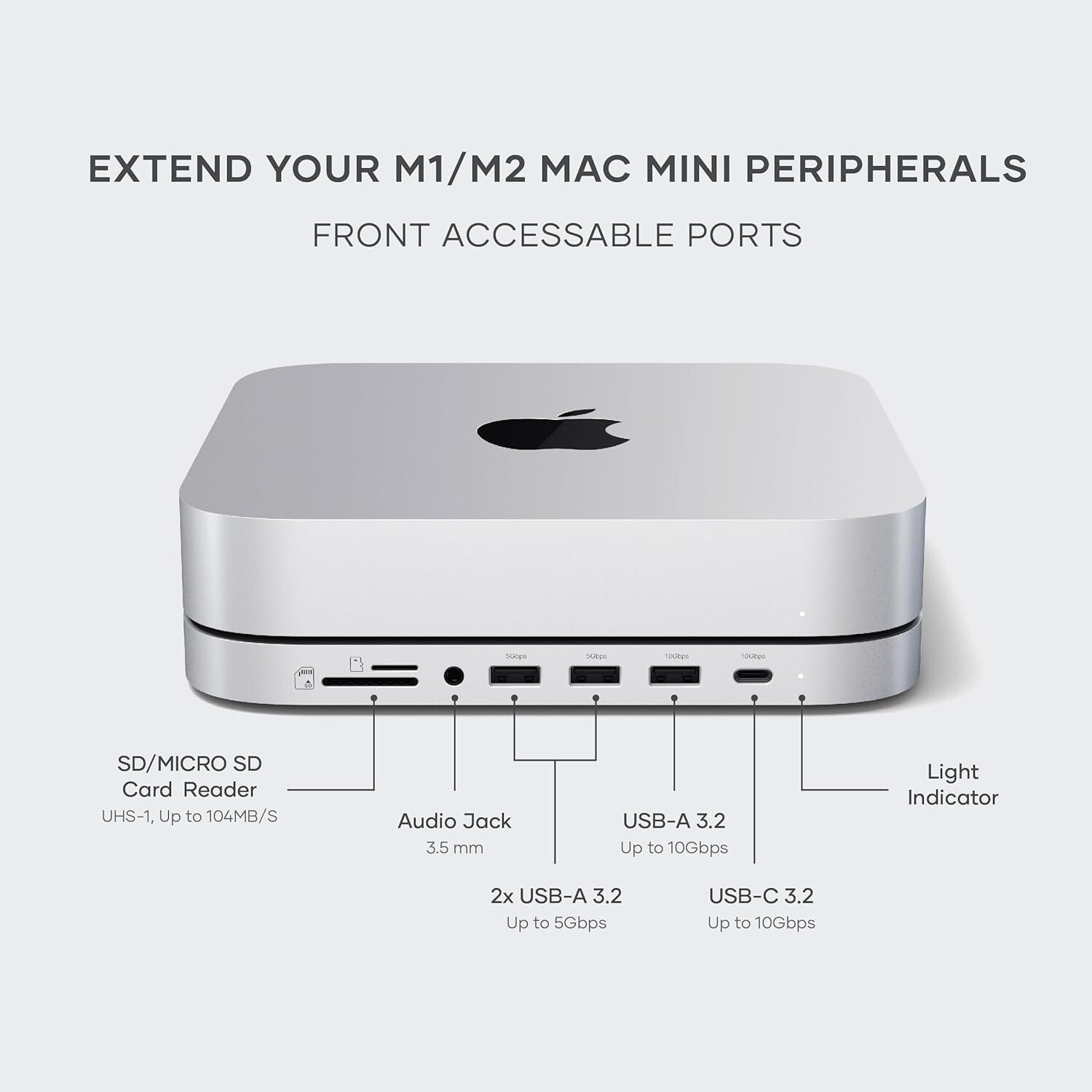 High-Speed Mac Mini Dock with SSD Enclosure and Multiple USB Ports - Silver