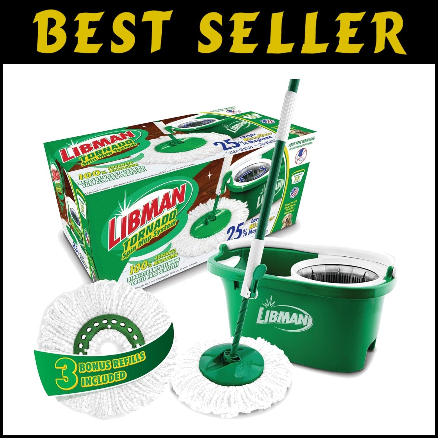 Ultimate Tornado Spin Mop with 4 Mop Heads - Compact Cleaning Solution in Green
