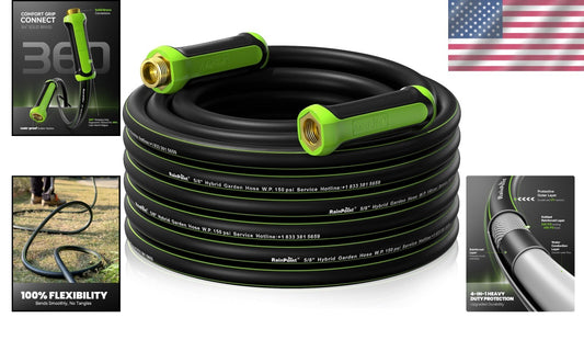 Lightweight 50ft Water Hose with Rotating Handle - Ideal for Yard & Car Wash