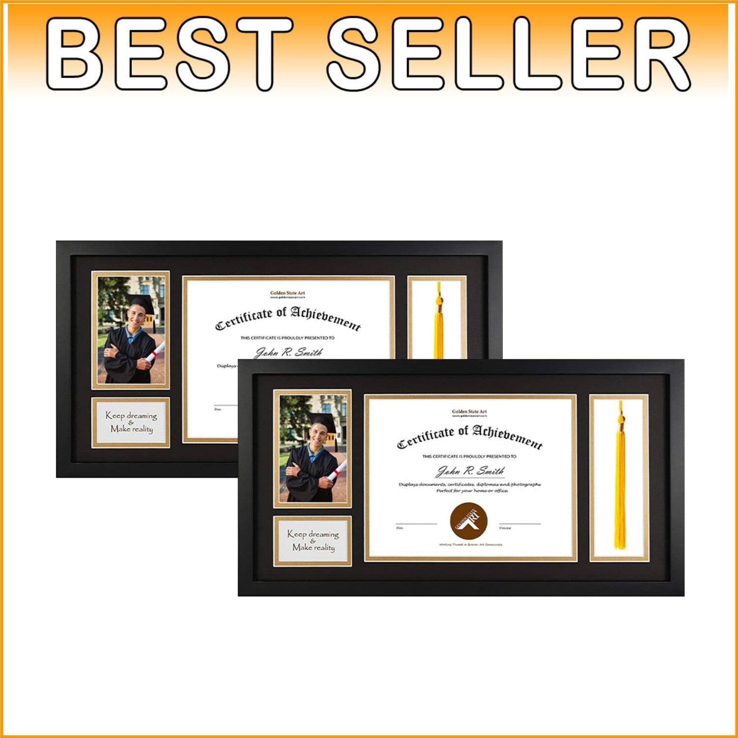 11x22 Premium Graduation Frame with Dual Openings - Photo & Keepsake Holder