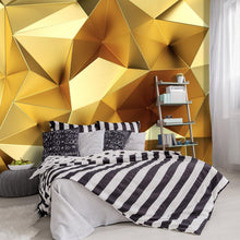 Load image into Gallery viewer, Large 137" x 96" Gold Geometry Wallpaper - Luxury Fabric Mural for Living Room