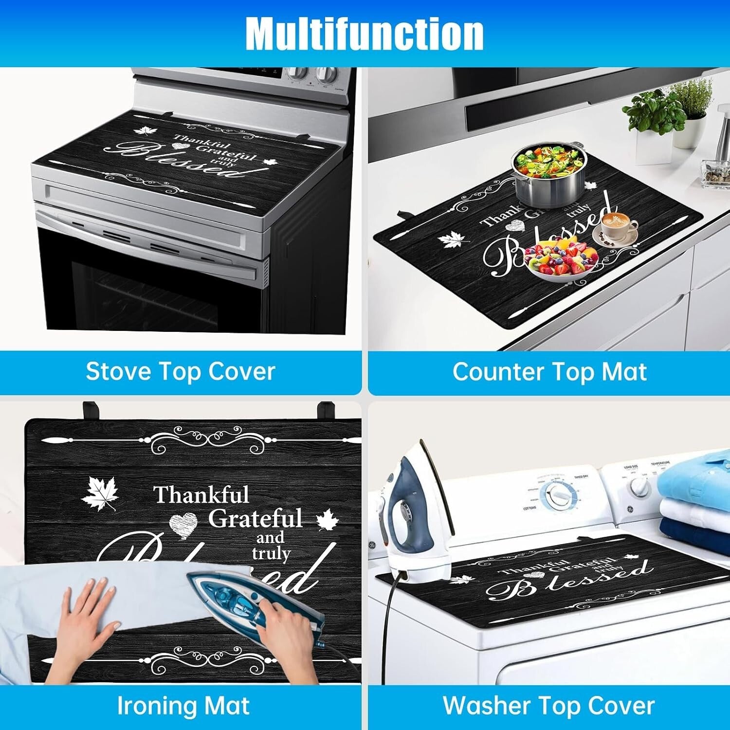 Elegant Heat Resistant Stove Top Cover - 28.5”x20.5” for Protective Kitchen S...