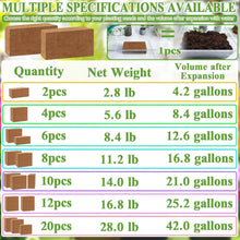 Load image into Gallery viewer, 12 Pack Natural Coco Coir Bricks - Low EC &amp; pH Balanced Gardening Medium
