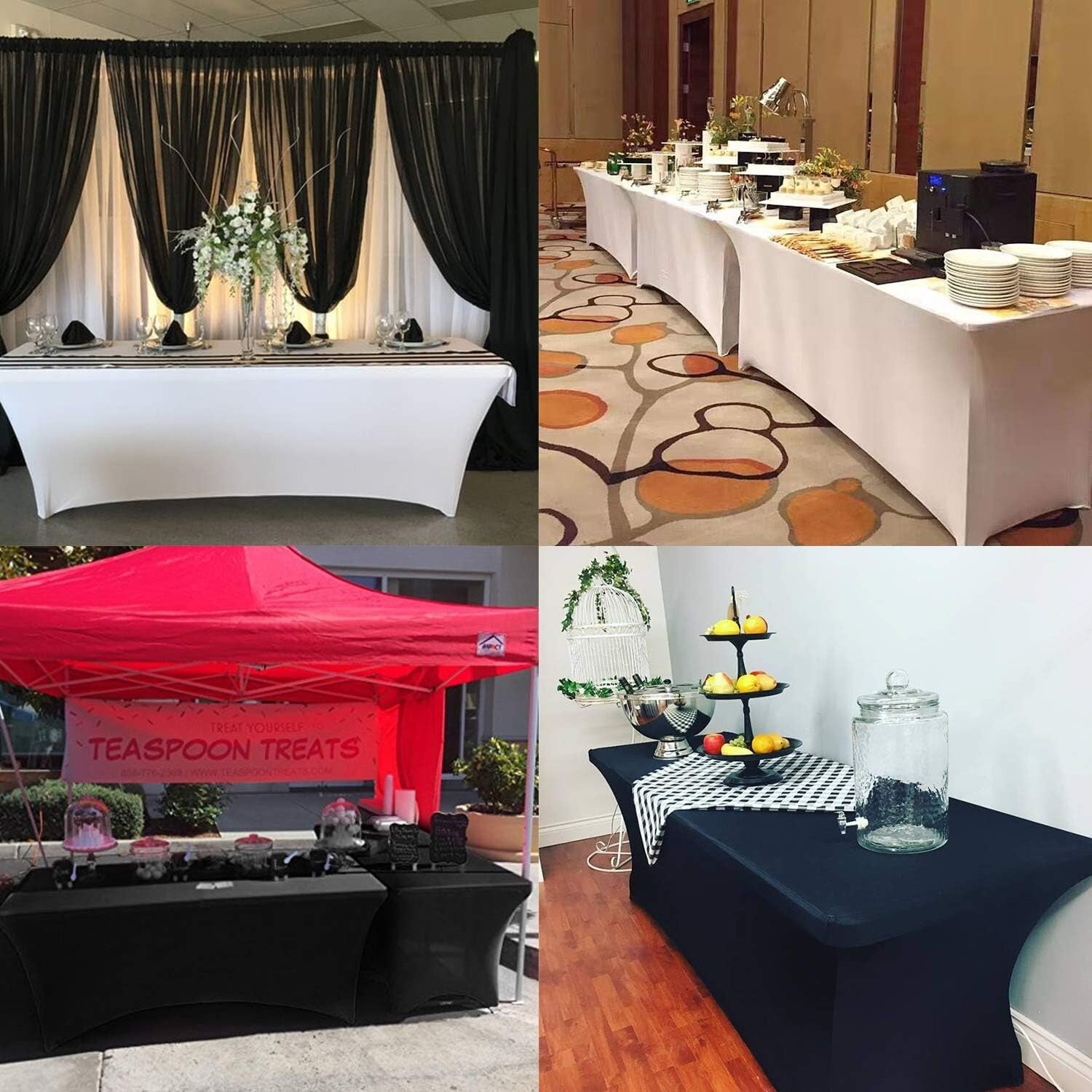 White Spandex 6ft Table Covers - 20pcs, Modern Style for Weddings and Events